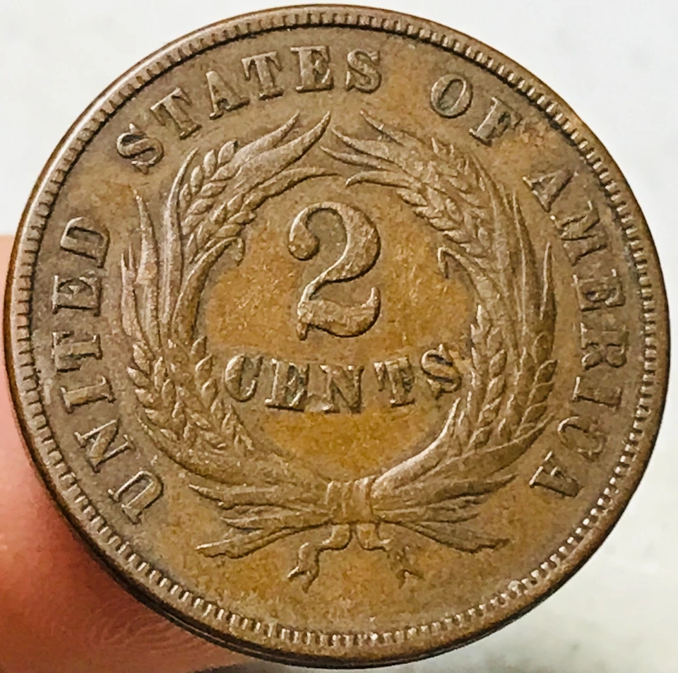 1869 Two Cent Piece 2C Ungraded Choice US Copper Coin CC27647 - Image 3 of 4