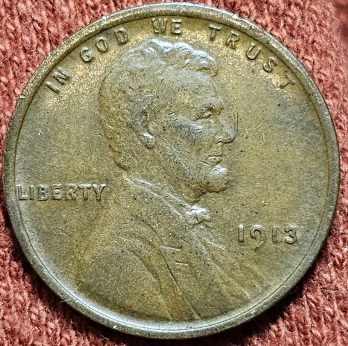 1913 Lincoln Wheat Cent 1C Copper Coin AU Details