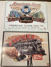 Lionel & American Flyer - Zwei Spielwaren-Blechschilder - Retro, Eisenbahn-Motiv