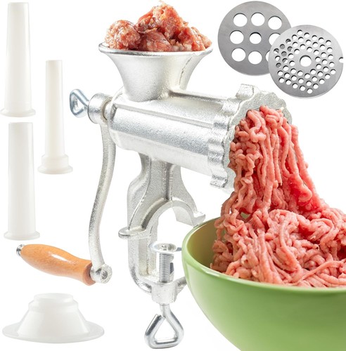 Versatile Cast Iron Meat Mincer with Clamp & Dual Cutting Disks – Made in USA - Picture 3 of 10
