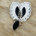 925 Vintage Taxco Mexico Large Earrings And Ring Jewelry Set Onyx