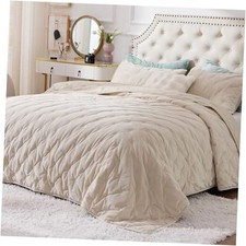 Fluffy Comforter Set Beige Crystal Fleece Bedding Set, Luxury King 02 - Beige