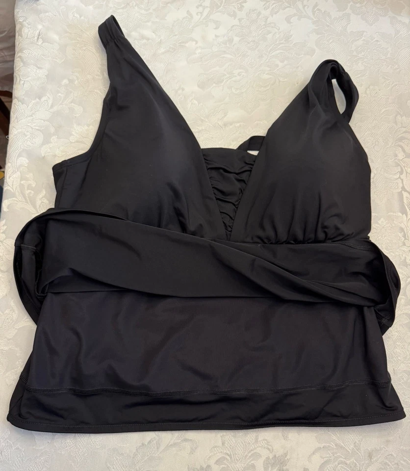 Traje de baño Tankini negro griego Lands’ End 16W control abdominal UPF 50 adelgazante Foto 4 de 4