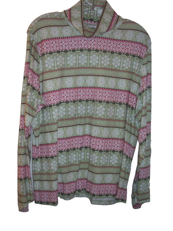 WOMENS WHITE STAG LONG SLEEVE PULLOVER SHIRT GREEN RED w/SNOWFLAKES SIZE XL NWT