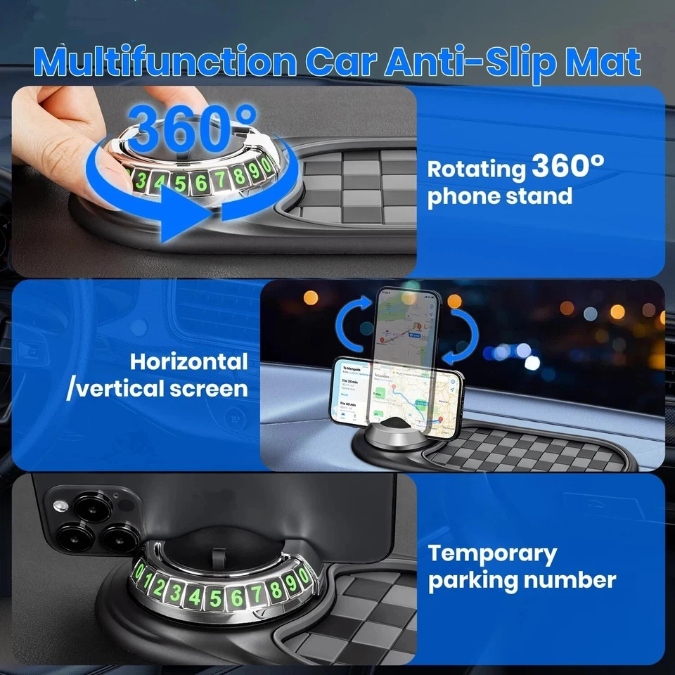 Multifunction Car Dashboard Anti-Slip Mat Auto Phone Holder & Parking Number - Image 4 of 4