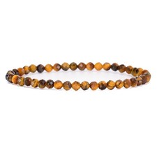 Natural Gemstone Stretch Bracelet, 4mm Faceted Round Beads, Crystal Healing - 13