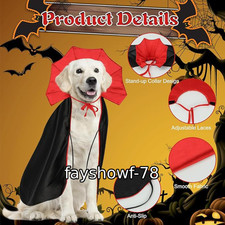 Pet Cat Dog Vampire Costume Halloween Polyester Adjustable Cosplay Red Pet Cape