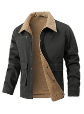 Mens Winter Jackets Sherpa Fleece Lined Warm Cargo Trucker Coat Multi Pocket