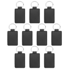 Engraving Keychain Blanks, 10Pcs Rectangle Leather Keychain Blanks, Black