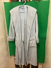 M & S ladies Autograph towelling dressing gown with hood, light blue, size 6-8