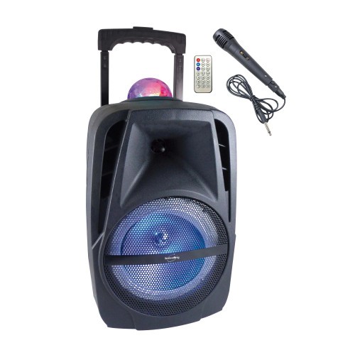 Enceinte karaoké KARALIGHT à roulettes pour faire la fête en extérieur avec vos amis
