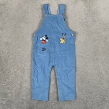 Disney Mickey Mouse Overalls Baby 18M Blue Corduroy Pluto Embroidery Dungarees