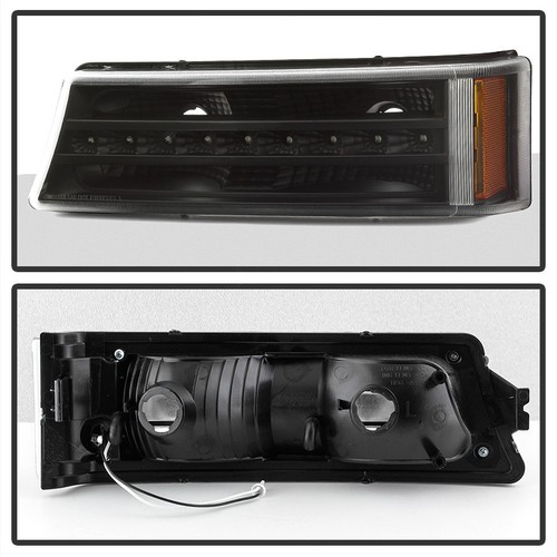 2003-2006 Chevy Silverado 1500 Black Smoke LED Halo Headlights DRL Bumper Lamps - Picture 9 of 12
