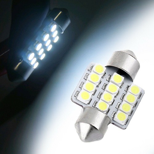 12V White Interior Festoon LED Dome Light 12 6000K 31mm Super Bright 2x - Picture 4 of 9