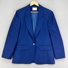 Vintage Pendleton Blazer Jacket Womens 8 Navy Gold Button Wool Career Workwear