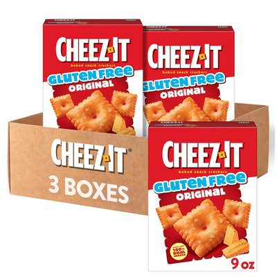 Cheez-It Baked Snack Crackers, Gluten Free, Lunch Snacks, Original (3 Boxes)