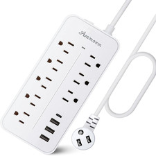 20FT Surge Protector Power Strip Extension Cord with USB C Flat Plug Power Strip