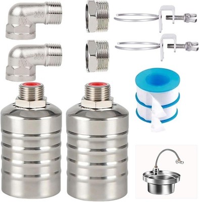 2PCS Float Valve,1/2'' to 3/4'' water level control float valve, 304 Stainless...