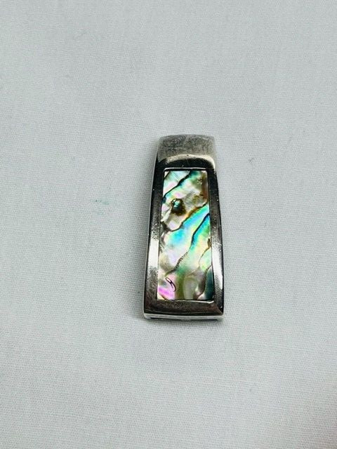 Sterling Silver - Abalone Inlay Rectangular Penda… - image 2