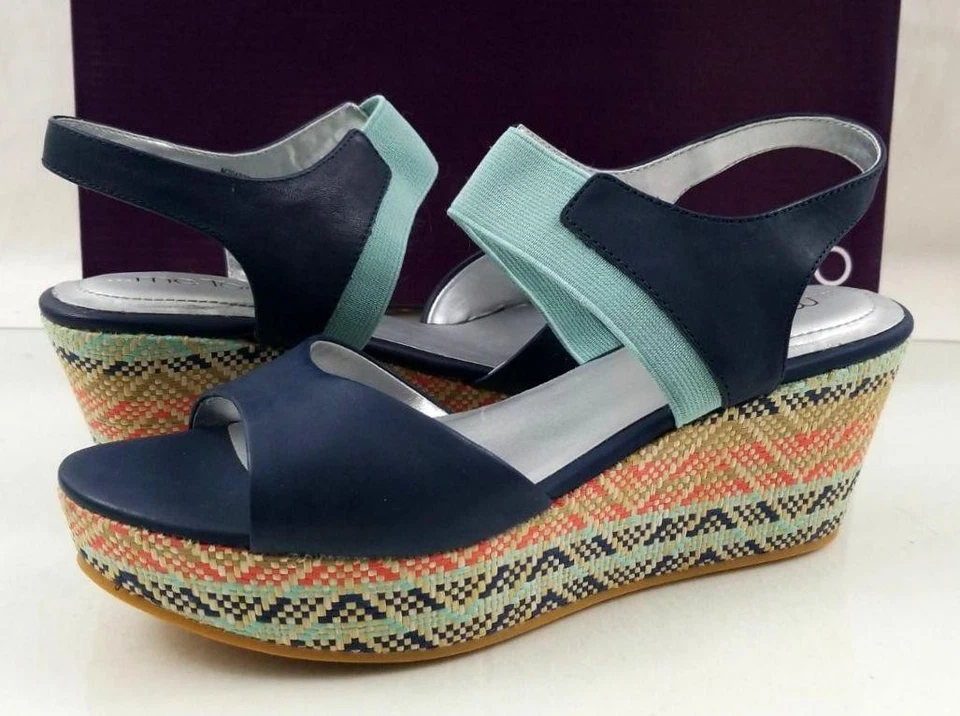 Sandalia Alpargata Me Too Cara 6 Cuñas Azul Zafiro Multi Talla 11 Nueva/Exhibición Foto 3 de 4