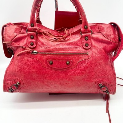 BALENCIAGA The City bag 2way Handbag Red Leather 115748 Y2K
