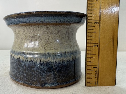 Handmade Art Pottery Vase Cup Studio Pottery Signed by Artist Blue - Picture 3 of 7
