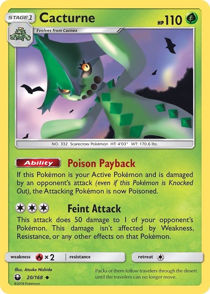 Cacturne (20/168) Uncommon NM CES SM - Celestial Storm Pokemon TCG