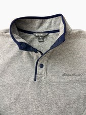 Eddie Bauer Mens Gray Radiator Fleece 1/4 Snap Pullover Size L