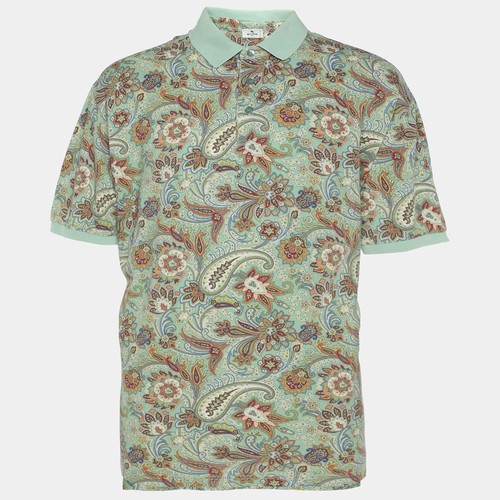 Etro Multicolor Paisley Printed Cotton Polo TShirt XXL