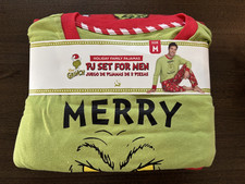 Dr Seuss The Grinch Holiday Family Pajama Set Men Size M Red Green Christmas NEW