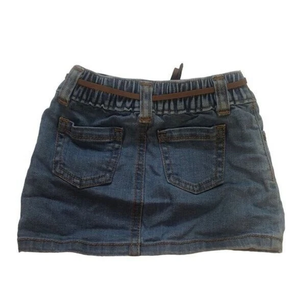 Niñas Falda Denim Mini Falda con Cinturón, Falda Jean, Informal, Linda Foto 2 de 4