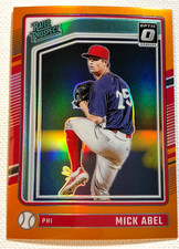 2024 Donruss Baseball Mick Abel Rated Prospects Orange 143/199 Philadelphia #121