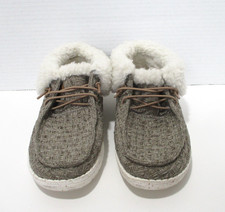 Hey Dude Wendy Fold Youth Stitch Cozy Tan Size YT3 Fleece Lined Shoes Booties