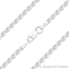 Twist-Rope 1.8mm Diamond-Cut Italian Chain Anklet in .925 Italy Sterling Silver