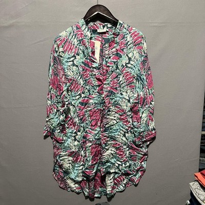 Masai Tunic Top Womens Large Multicolor Gubi Oversize Floral Tropical Leaf