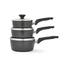 Morphy Richards 3 Piece Pan Set Graphite Forged Aluminum  Saucepan Set 859004