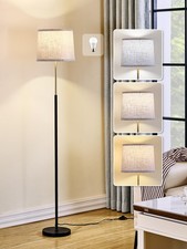 60 Inch Modern Floor Lamp For Living Room Bedroom Standing Oatmeal Linen Shade