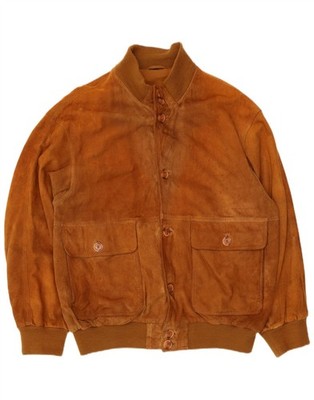 Vintage Herren Wildleder Bomberjacke IT 54 2XL Beige DT02