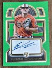 2023 Topps Definitive GUNNAR HENDERSON ON CARD AUTOGRAPH Green 21/25 Rookie RC