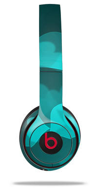 Skin Wrap for Beats Solo Wireless 2 3 4 Bokeh Hearts Neon Teal SKIN ONLY