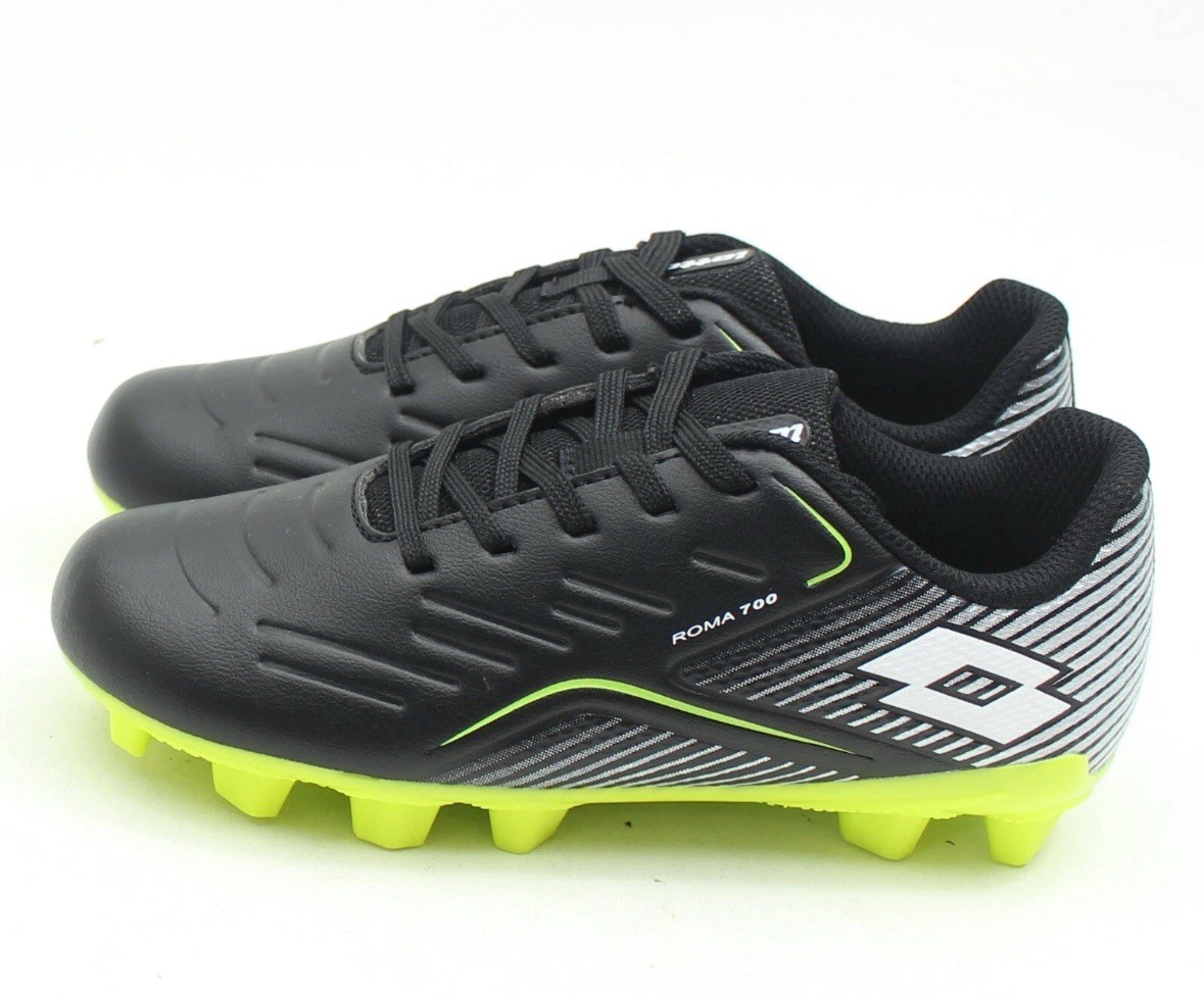 Lotto Roma 700 tacchetti calcio futbol neri per bambini giovani taglia 13K nuovi senza scatola