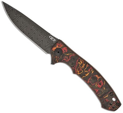 Zero Tolerance 0450CFDAMS (Damascus, Drop Point, Acid Etch, Carbon Fiber, Red/Or