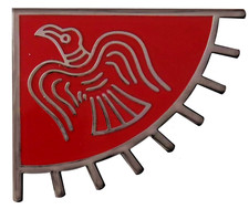 Odin's Raven Banner Viking Norse Flag Red Pin Badge