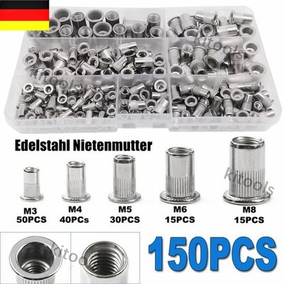 Nietmuttern Blindnietmuttern Flachkopf Einnietmuttern Gewindenieten V2A M3 - M10