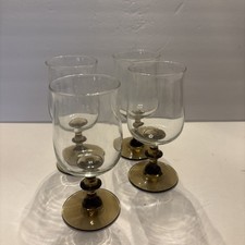 Vintage Brown WineGlasses 1980s Glassware Libbey TULIPBrown Tawny Wine Glasses