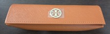 TORY BURCH Eyeglass Case Magnetic Snap Closure Gold Logo Orange