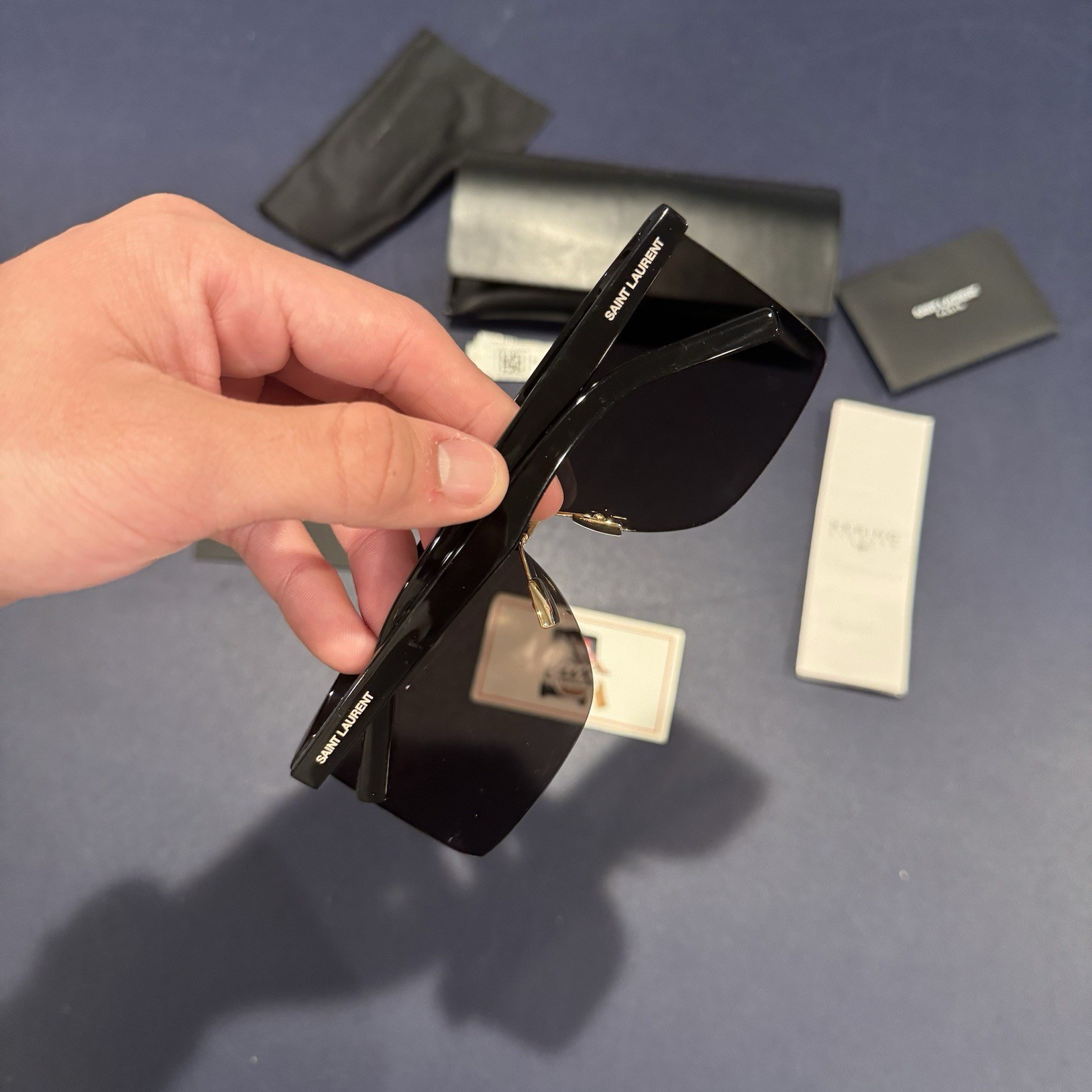 Occhiali da sole Saint Laurent SL 537 Palace al dettaglio $505 nero oro confezione originale
