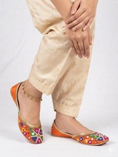 Women Shoes Punjabi Indian Mojaries Handmade Wedding Flip-Flops Jutties US 6-9