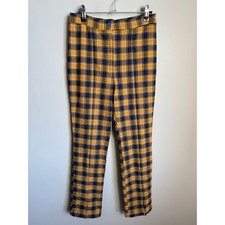 Urban Outfitters Womens Yellow Plaid Straight Leg Pants 10 Preppy Retro Grunge