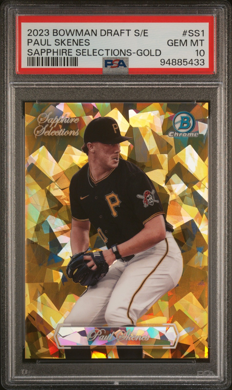 2023 BOWMAN DRAFT SAPPHIRE ED SAPPHIRE SELECTIONS GOLD PAUL SKENES 24/50 PSA 10